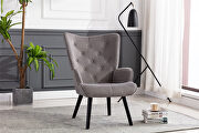 W758 (Gray) Accent chair living room/bed room, modern leisure chair silver gray velvet fabric