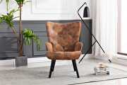 Accent chair living room/bed room, modern leisure chair coffee color microfiber fabric