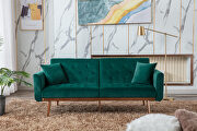 Loveseat sofa with rose gold metal feet and green velvet main photo