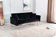 Loveseat sofa with rose gold metal feet and black velvet main photo