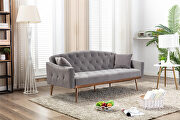 Loveseat sofa with stainless feet gray velvet main photo