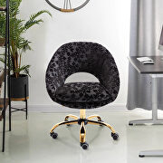 Modern leisure swivel office chair black velvet main photo