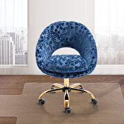 Modern leisure swivel office chair navy velvet main photo