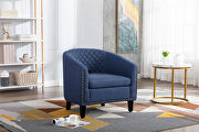Black navy linen accent barrel chair living room chair main photo