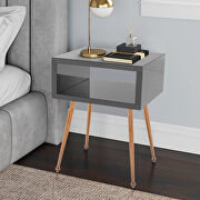 W126 (Black) Mirror nightstand, end/ side table in black finish