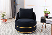 W457 (Black) Black velvet swivel accent barrel chair