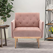 Pink accent chair, leisure single sofa with rose golden feet main photo
