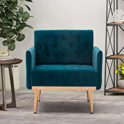 Teal accent chair, leisure single sofa with rose golden feet main photo