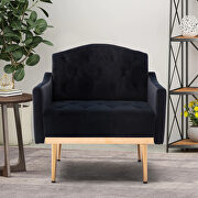 W527 (Black) Black accent chair, leisure single sofa with rose golden feet