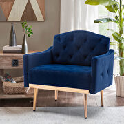 Navy accent chair, leisure single sofa with rose golden feet main photo