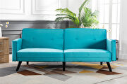 Blue velvet fabric sofa bed sleeper main photo