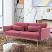 W074 (Pink) Loveseat pink velvet sofa sofa with metal feet