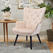 Accent chair living room/bed room, modern leisure chair beige color microfiber fabric main photo