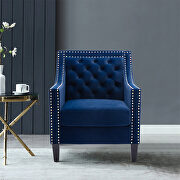 Navy accent armchair living room chair with nailheads and solid wood legs main photo