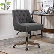 Charcoal gray linen fabric modern leisure swivel office chair main photo