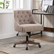 Brown linen fabric modern leisure swivel office chair main photo