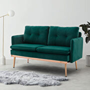 Loveseat green velvet sofa with stainless feet