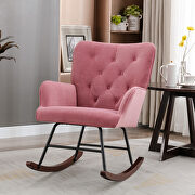 Mid-century modern pink velvet comfortable rocking chair main photo
