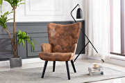 Accent chair living room/bed room, modern leisure chair coffee color microfiber fabric main photo