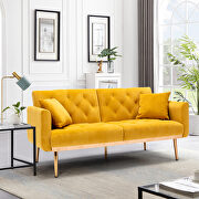 Mango finish velvet loveseat sofa with rose gold metal feet main photo