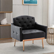 HF839 (Black) Black pu accent chair with rose golden feet