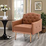 Brown pu accent chair with rose golden feet main photo