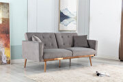 Gray velvet accent loveseat sofa with rose gold metal feet main photo