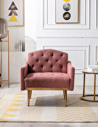 Brush pink teddy  fabric accent chair with rose golden feet main photo