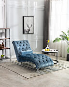 Light blue velvet leisure concubine sofa with acrylic feet main photo