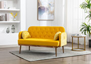Yellow velvet upholstery accent loveseat with metal feet main photo