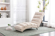 RG891 (Beige) Beige linen modern chaise lounge chair