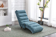 Blue linen modern chaise lounge chair main photo