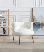 W693 (White) White fabric accent leisure chair with golden feet