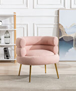 W693 (Pink) Pink fabric accent leisure chair with golden feet