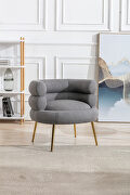 W693 (Gray) Dark gray fabric accent leisure chair with golden feet