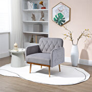 Gray velvet fabric upholstery chaise lounge chair main photo