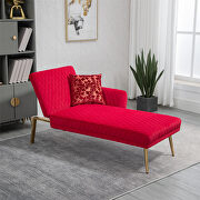 Rose red fabric accent chaise lounge sofa with metal feet main photo