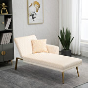 Beige fabric accent chaise lounge sofa with metal feet main photo
