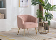 Pink velvet fabric accent leisure chair with golden feet main photo