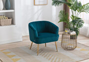 Teal velvet fabric accent leisure chair with golden feet main photo