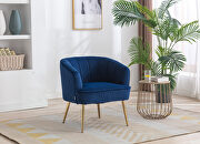 Navy velvet fabric accent leisure chair with golden feet main photo