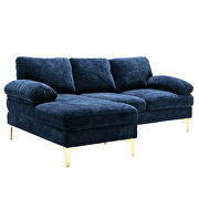 Chenille fabric accent sectional sofa in navy main photo