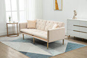 Beige velvet upholstery accent sofa with metal feet main photo