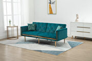 Teal velvet upholstery accent sofa with metal feet main photo
