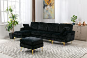 Black fabric accent sectional sofa with ottoman main photo