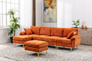 RD918 (Orange) Orange fabric accent sectional sofa with ottoman