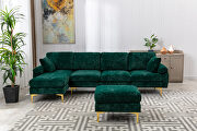 Emerald fabric accent sectional sofa with ottoman main photo