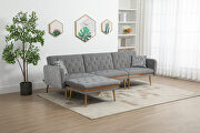 HM922 (Gray) Gray velvet accent sectional sofa with reversible chaise