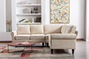 EM938 (Beige) Beige fabric accent sectional sofa