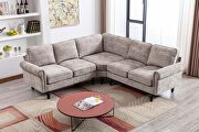 EM938 (Light Gray) Light gray fabric accent sectional sofa
